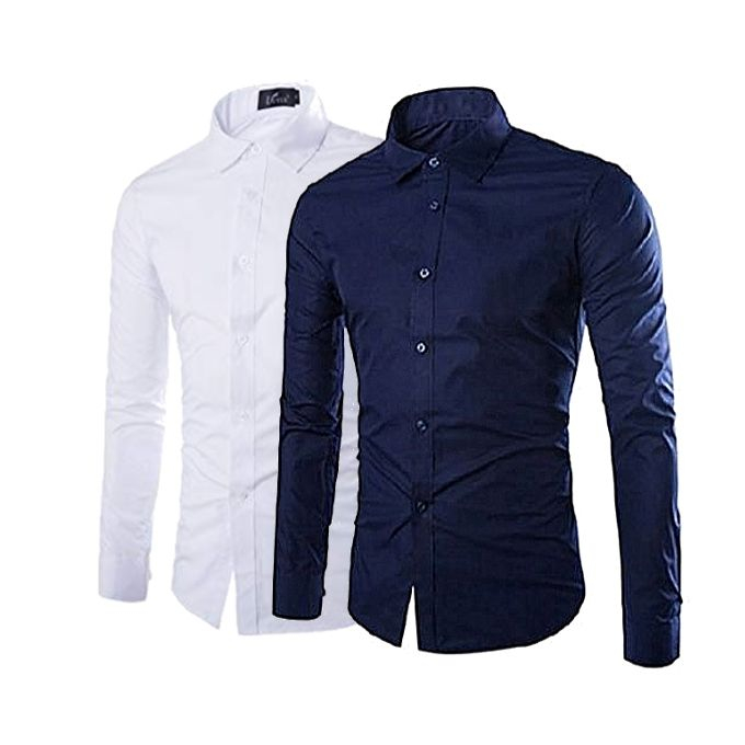 Lot de chemises Slim fit Blanc et Bleu de nuit