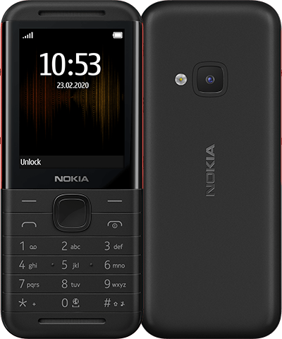 Nokia 5310 – Ecran 2.4” – Double SIM – Rom 8 Mo – FM Radio – MP3 – Batterie : 1200 mAh – Noir/Rouge