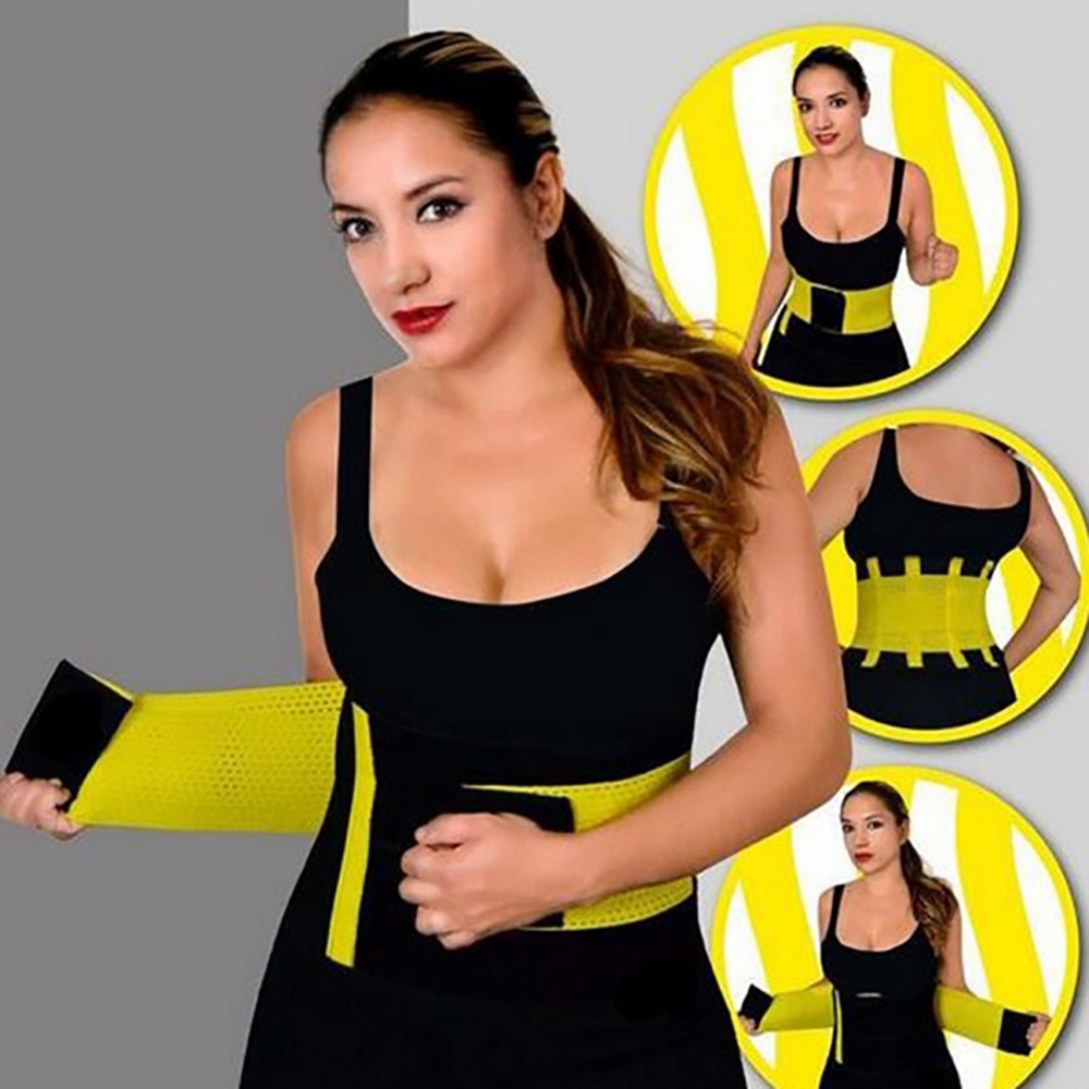 Hommes et femmes néoprène lombaire taille soutien corset ceinture unie exercice perte de poids brûler Shaper Gym Fitness ceintures WTS(#YELLOW)