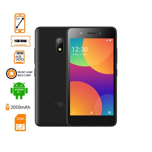 Itel It A16 Plus - Ecran 5.0 "- Double SIM - RAM - ROM 8 GB 1GB  - Android 8.1 - Caméra 5.0 MP - Noir