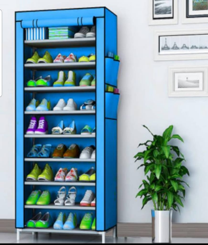 ARMOIRE DE RANGEMENT DE CHAUSSURES - 10 ÉTAGÈRES - BLEU