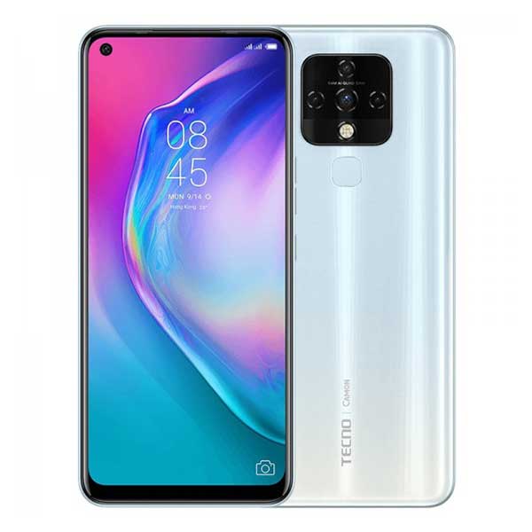 Tecno Camon 16 - Écran 6.8" - Double SIM - 4G LTE - ROM 64GB - RAM 4GB - Android 10.0 (OS) - Caméra 64MP - Batterie 5000mAh - Blanc