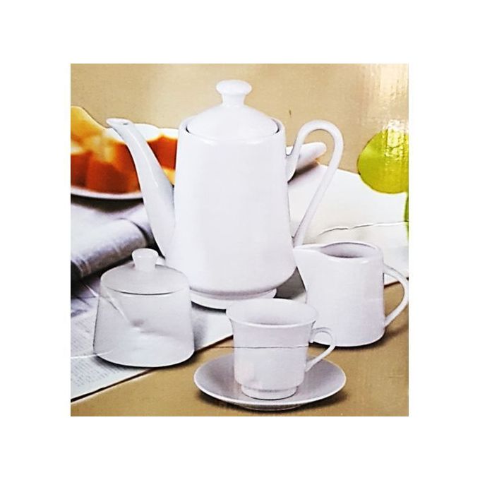 Ensemble 17 Pieces - Set de Thé et Cafe - Porcelaine blanc