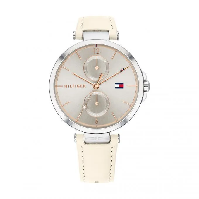 Montre - Femme - Tommy Hilfiger - Cadran gris argenté Bracelet cuir beige - 1782123