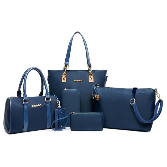 SWISSANT® 6pcs Sacs Femme Sac à Main Sac à Bandoulière Portefeuille Porte Clefs Sac Grand Bleu