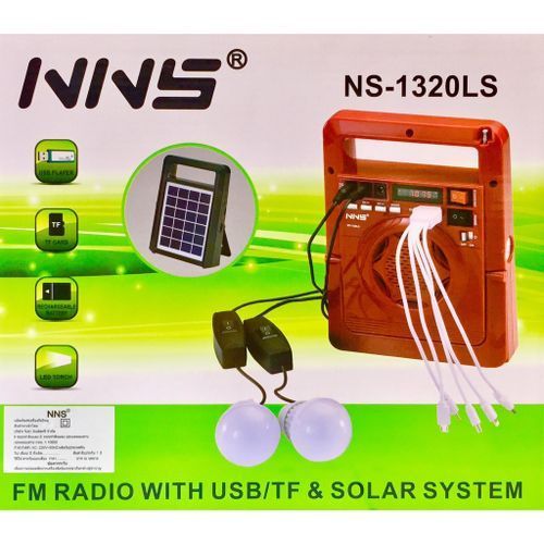 Kit d'Eclairage Solaire Radio FM, USB/TF, 2 Lampes Led 3W, NNS ns1320ls