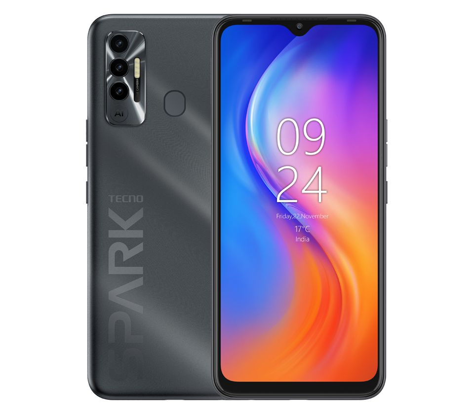 Tecno Spark 7 Pro – Écran 6.6″ – ROM 64GB – RAM 4GB – Caméra 48MP  - Batterie 500mAh – Noir