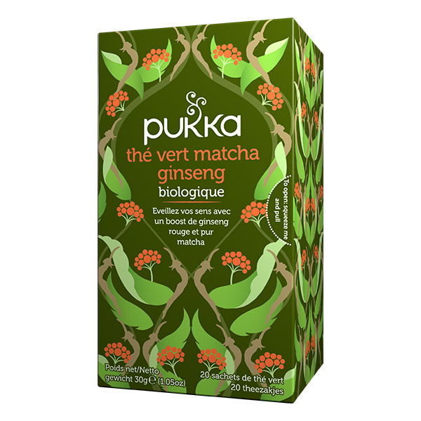 Thé vert Matcha au ginseng Bio - 20 sachets - Pukka