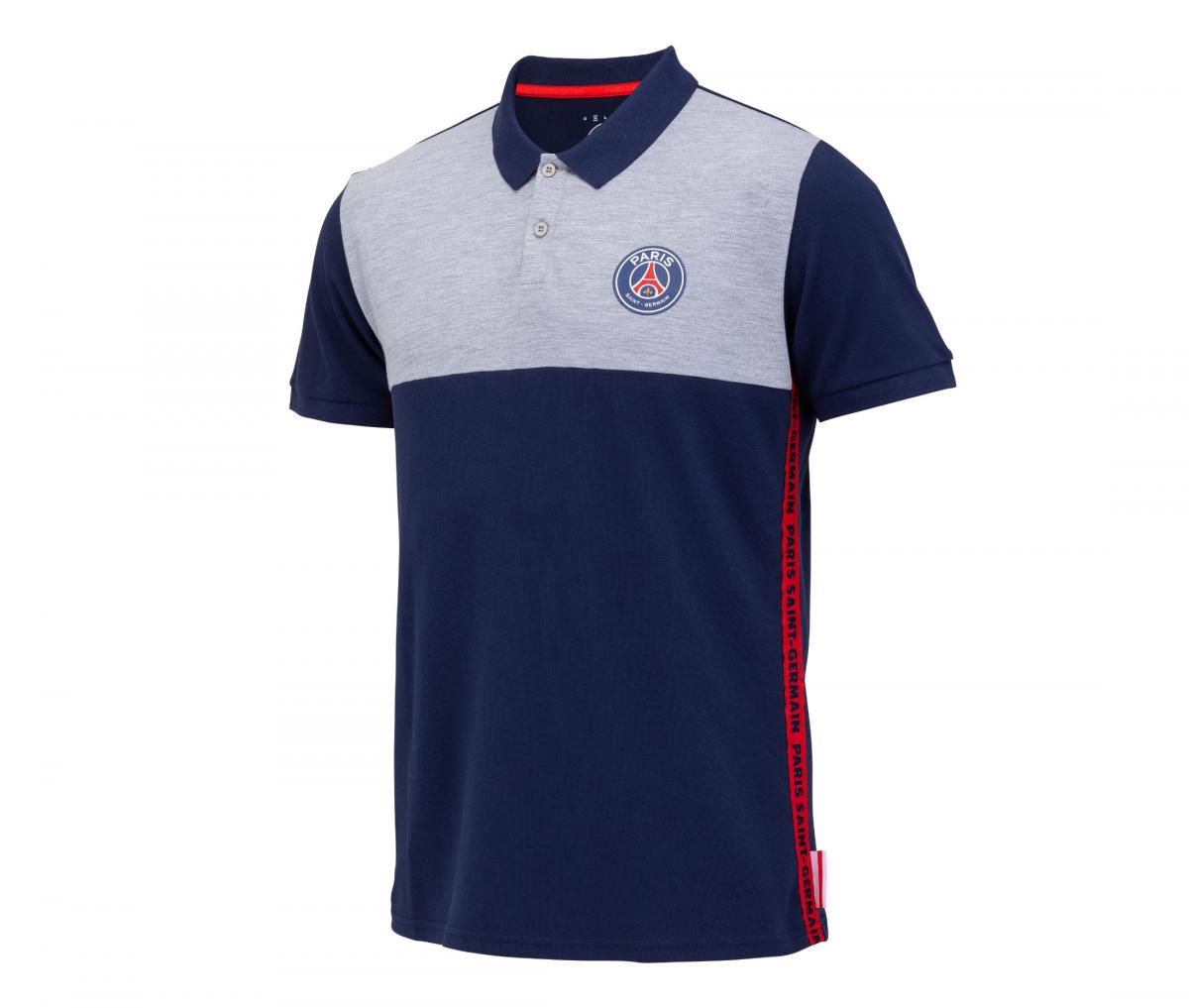 Polo PSG Logo Stripes Bleu/Gris