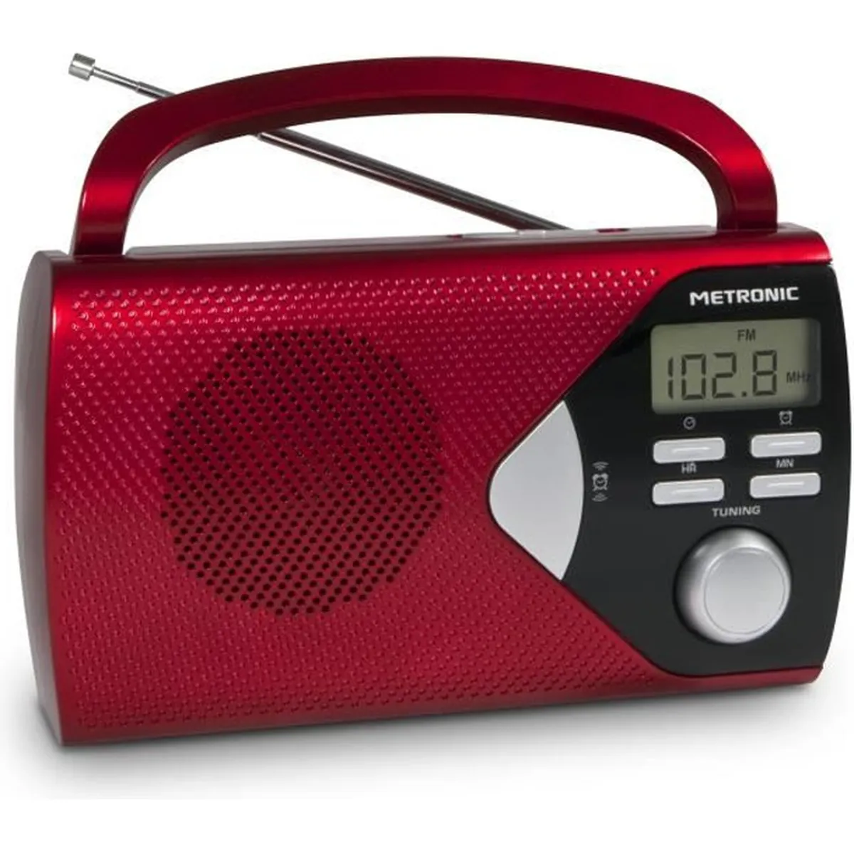 Radio portable AM/FM avec fonction réveil - rouge - MTERONIC 477201