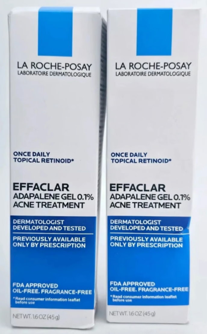 Gel d'adapalène Effaclar 0,1 % de La Roche-Posay, un traitement rétinoïde topique contre l'acné.