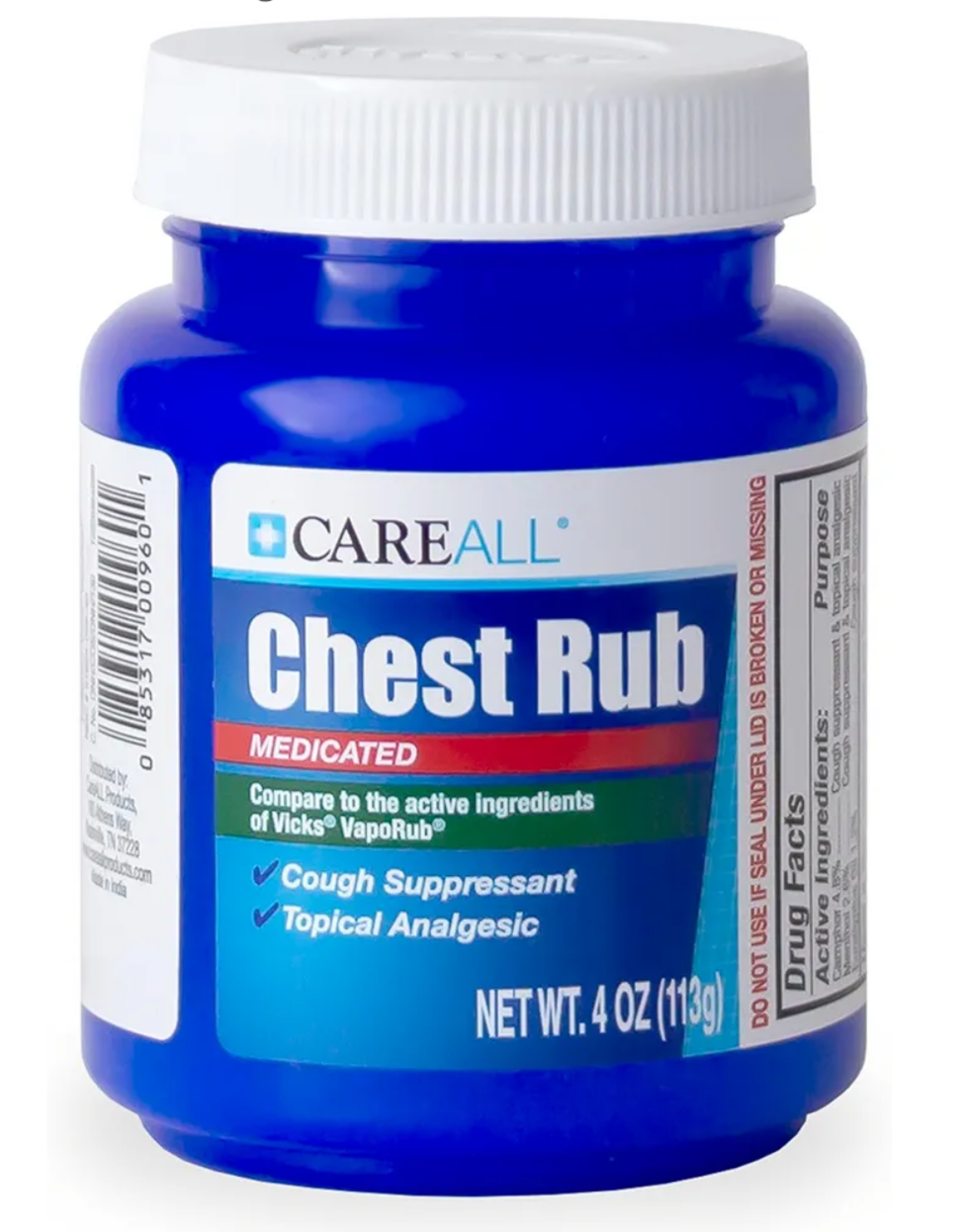 CareAll Chest Rub, baume pectoral médicamenteux 113g