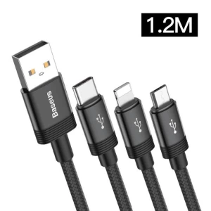 Iphone Câble USB 3 en 1 Faction de données 3,5 A 1,2 M pour iP + Micro + Type-C