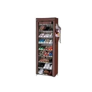 ARMOIRE DE RANGEMENT DE CHAUSSURES - 10 ÉTAGÈRES - MARRON CLAIR