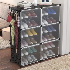 Rangement de Chaussures Plastique Cube -6 Cubes Divisés en 2