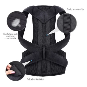 Réglable adulte Correction ceinture taille formateur épaule lombaire orthèse colonne vertébrale soutien ceinture gilet dos taille Posture correcteur（#Black)