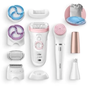 BRAUN KIT BEAUTE SE 9975-Epilateur-tête pivotante-smartlight-sensoSmart + Face spa-10 micro ouvertures-brosse ultra sensible