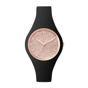 Ice-Watch - ICE glitter Black Rose-Gold - Montre noire pour femme avec bracelet en silicone - 001346 (Small)