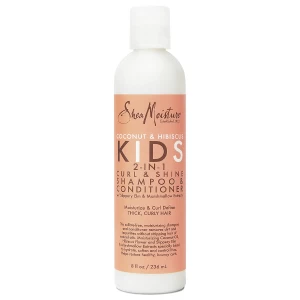 Shea moisture Shampooing et revitalisant 2 en 1 pour enfants  à l'huile de coco Hibiscus pour cheveux et boucles sèches 236ml