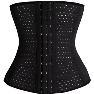 FeelinGirl Corset Minceur Amincissant Femme Bustier Latex Ventre Ceinture en Acier Noir XS-6XL