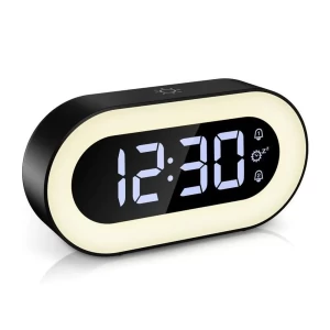 Réveil Numérique, Alarm Réveil LED avec Veilleuse, ​Snooze, Luminosité réglable, ave mode jour de travail (Noir)