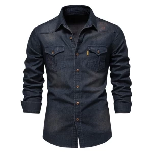 Chemises en Denim à manches longues pour hommes