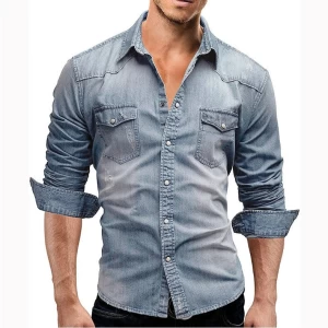 Chemise en Denim à manches longues pour homme,