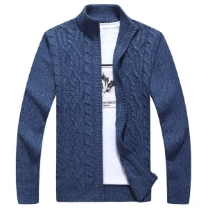 Cardigan à rayures pour homme, pull à col montant