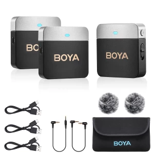 BOYA BY-M1V2 Microphone cravate sans fil 2,4 GHz double canal pour appareil photo reflex