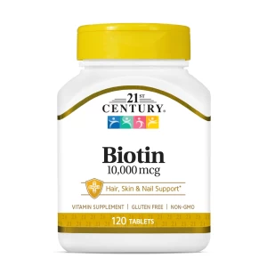 BIOTIN, 10 000 mcg 120 comprimés - cheveux, peau et ongles