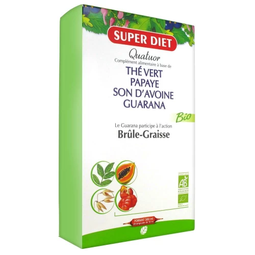 Quatuor Guarana Brûle-graisses Bio - 20 ampoules - Super Diet