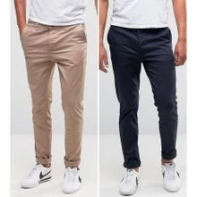 Pack de 2 pantalons chinos hommes beige et noir