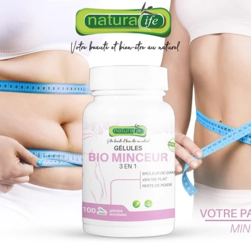 Gelules Bio Minceur 3 en 1 Bruleur de graisses , Ventre plat , Perte de poids