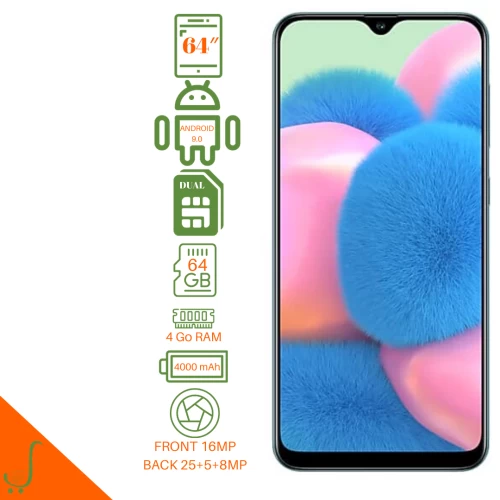 Samsung Galaxy A30S – Ecran 6.4″ – ROM 64GB – RAM 4GB  – Caméra 25 MP – Batterie 4000mAh – Noir