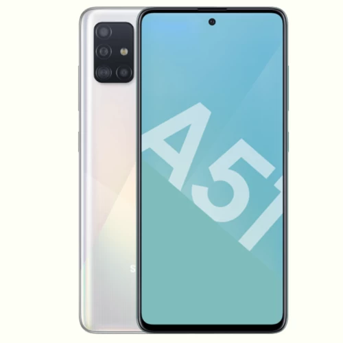 Galaxy A51- Ecran 6.5″ – 4GB RAM – 128GB ROM – Quatre camera 48+ 12+ 5 + 5 Mégapixels – Batterie 4000 mAh – Prism Crush blanc