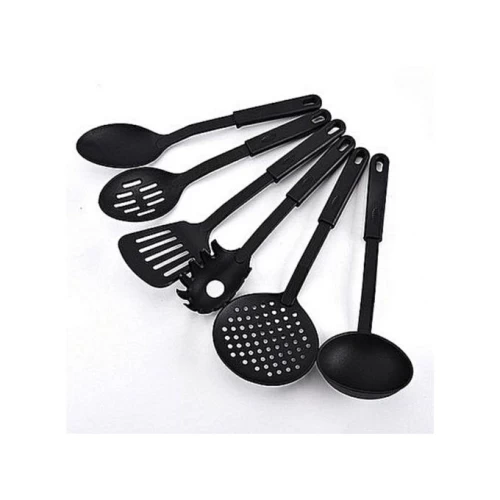 Set de 6 Ustensiles(cuillère louche écumoire ect) de Cuisine en plastique - Noir