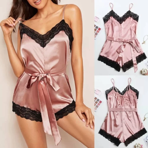 Femme Lingerie Nuisette Col V Combinaison