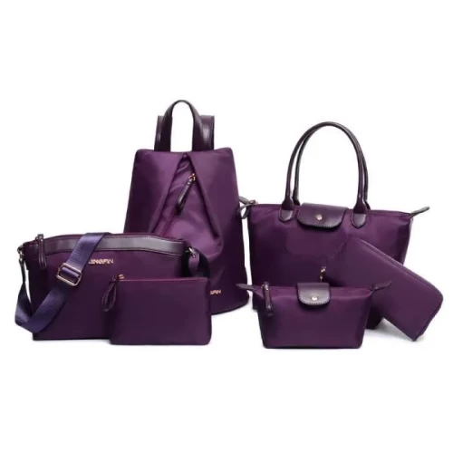 SWISSANT® 6pcs Sac Femme Sac à Dos Sac à Main Sac à Bandoulière Portefeuille Porte Clefs Sac Grand Violet