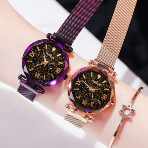 Montre femme luxe ciel étoilé quartz sangle magnétique