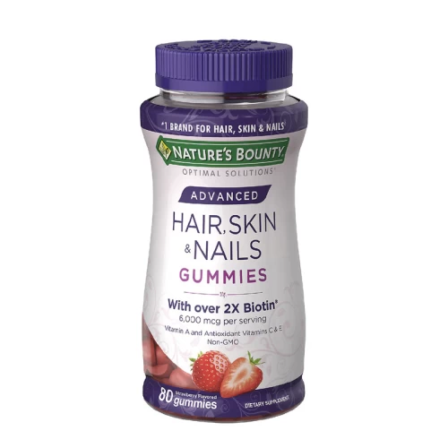 NATURE’S BOUNTY Optimal Solutions Advanced Bonbons Gélifiés Goût Fraise 2X Biotine