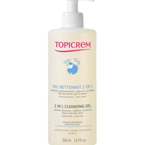 Topicrem bébé gel nettoyant 2 en 1 cheveux et corps 500ml