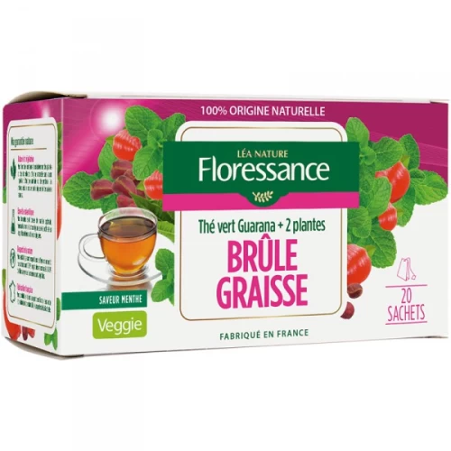 Thé vert guarana + 3 plantes brule graisse saveur menthe