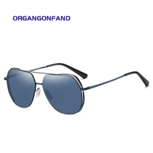 lunetteL de soleil en acier inoxydable hommes nylon polarisé rétro mode pilote conduite conduite lunettes de soleil-Blue F