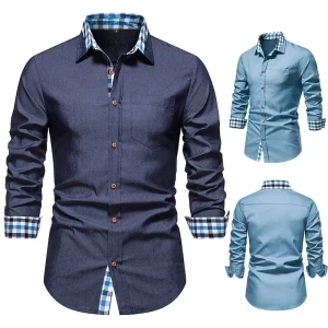 Chemise en coton/Polyester à manches longues pour hommes