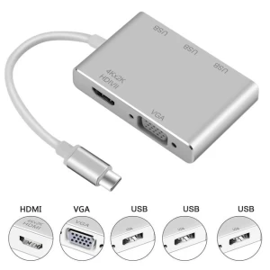 Adaptateur USB -C vers HDMI + VGA - Hub USB-C - 20 cm