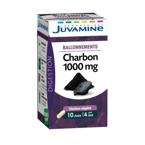 Ballonnements charbon 1000 mg Juvamine - boite de 40 gélules