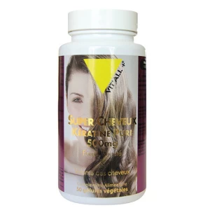 Super cheveux kératine + 500 mg - 50 gélules - Vitall+