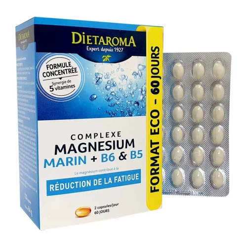 Complexe magnésium marin + B6 & B5 60 capsules  - Diétaroma