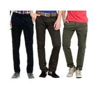 Pack 3 pantalons chinos noir- marron-vert