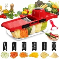 Trancheuse Mandoline multifonctionnelle coupe-légumes, broyeur de nourriture, hachoir à râpe cuisine